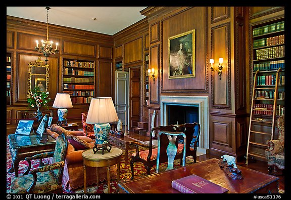 Room with antique furnishings, Filoli estate. Woodside,  California, USA