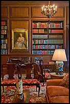 Antique furniture and bookshelves, Filoli estate. Woodside,  California, USA