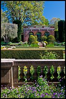 Balustrade, sunken garden, and garden house, Filoli estate. Woodside,  California, USA (color)