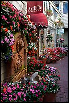 Art gallery decorated with flowers, Sausalito. California, USA (color)