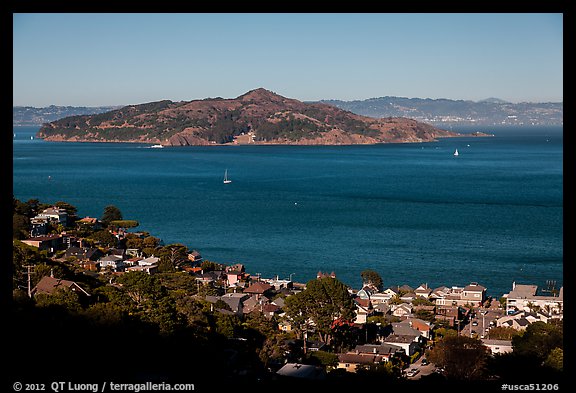 Angel Island seen from hills. California, USA (color)