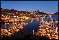 Belvedere Harbor at night. California, USA (color)