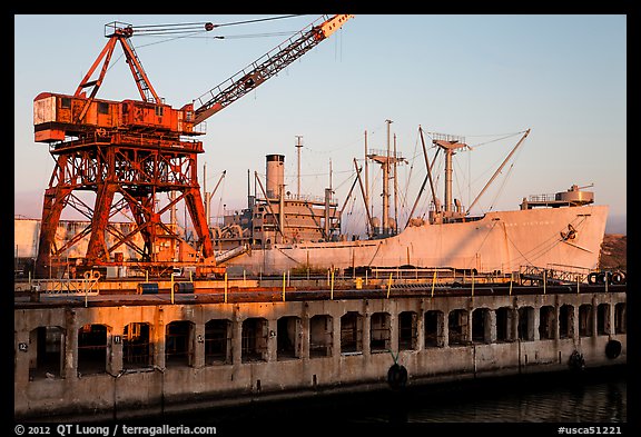 Shipyard No 3 and Red Oak Victory ship, World War II Home Front National Historical Park. Richmond, California, USA (color)