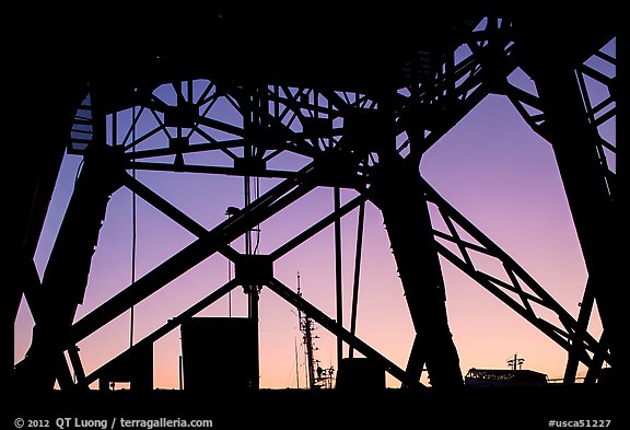 Crane base at sunset, Shipyard No 3, World War II Home Front National Historical Park. Richmond, California, USA (color)