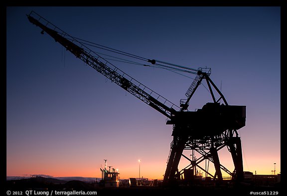 Crane at sunset, Shipyard No 3, Rosie the Riveter National Historical Park. Richmond, California, USA