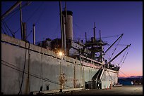 SS Red Oak Victory ship at dusk, Rosie the Riveter National Historical Park. Richmond, California, USA (color)