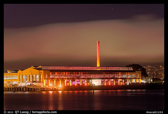 Factory building at night, Rosie the Riveter/World War II Home Front National Historical Park. Richmond, California, USA