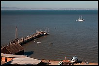 Historic Pier, China Camp Beach, China Camp State Park. San Pablo Bay, California, USA ( color)