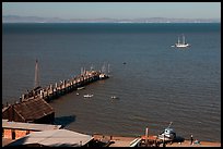 Historic Pier, China Camp Beach, China Camp State Park. San Pablo Bay, California, USA (color)