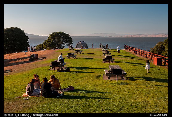 Grassy picnic area, China Camp State Park. San Pablo Bay, California, USA