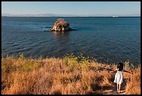 Girl on San Pablo Bay grassy shore, China Camp State Park. San Pablo Bay, California, USA ( color)