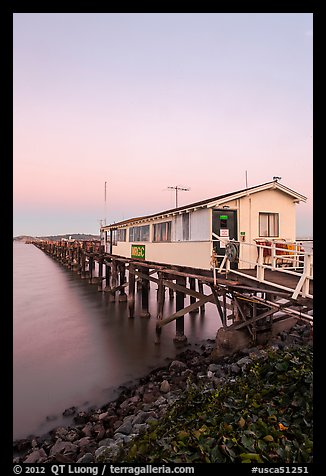 Pier on San Pablo Bay at sunset. San Pablo Bay, California, USA (color)