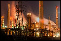 Shell Refinery by night. Martinez, California, USA (color)