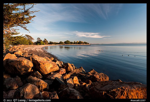 Beach in late afternoon, Robert W Crown Memorial State Beach. Alameda, California, USA