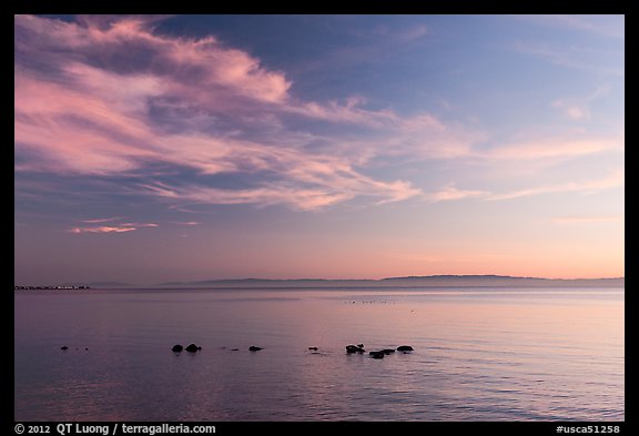 Rocks at sunset, Robert W Crown Memorial State Beach. Alameda, California, USA (color)