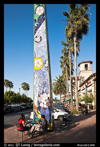 Decorated obelisk in shopping mall, Sunnyvale. California, USA