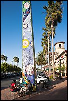 Decorated obelisk in shopping mall, Sunnyvale. California, USA