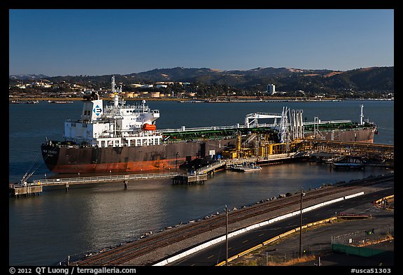 Oil tanker and Carquinez Strait. Martinez, California, USA (color)