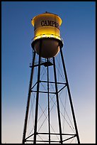 Water tower at dusk, Campbell. California, USA