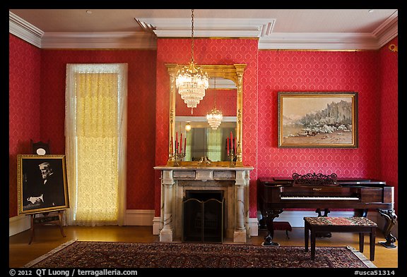 Piano room, John Muir Home, John Muir National Historic Site. Martinez, California, USA (color)