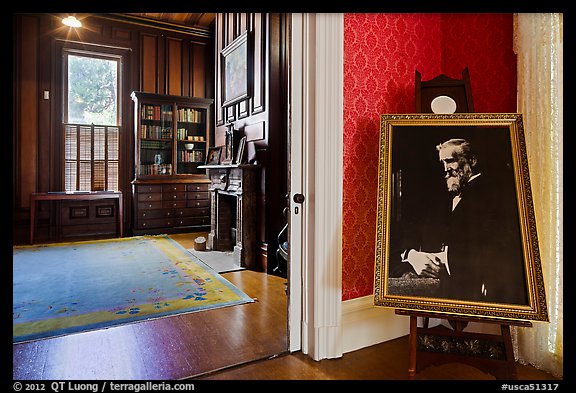 John Muir portrait in John Muir Home, John Muir National Historic Site. Martinez, California, USA (color)