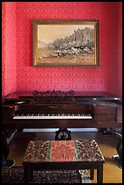 Piano and landscape painting, John Muir Home, John Muir National Historic Site. Martinez, California, USA (color)