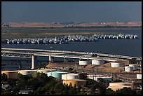 Oil tanks, Carquinez Strait, and mothball fleet. Martinez, California, USA ( color)