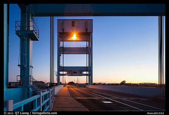 Mobile bridge at dusk, Mare Island, Vallejo. San Pablo Bay, California, USA