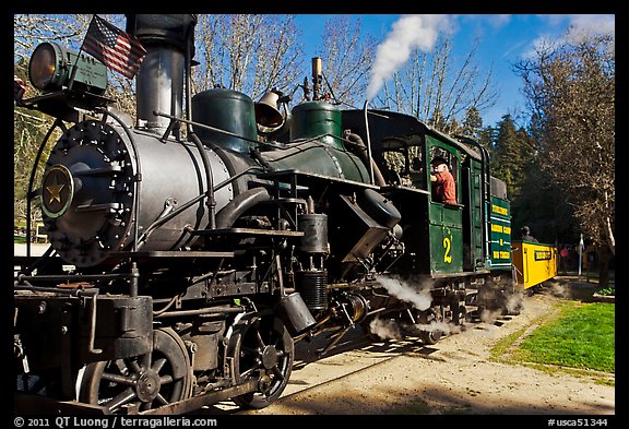 Steam train, Roaring Camp Railroads, Felton. California, USA (color)