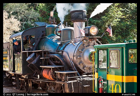 Roaring Camp and Big Trees Narrow-Gauge Railroad, Felton. California, USA (color)