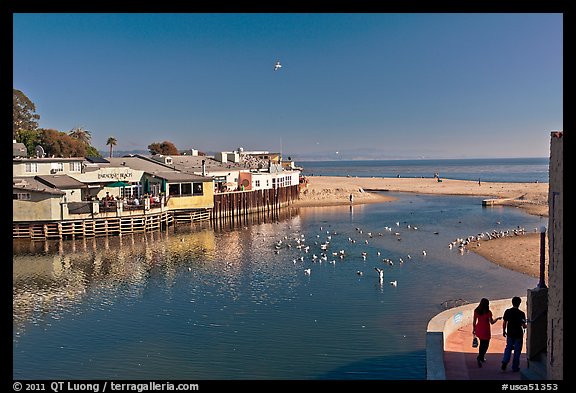 Creek and beach. Capitola, California, USA (color)