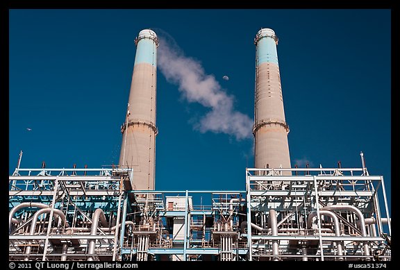 Natural gas powered electricity generation plant, Moss Landing. California, USA (color)