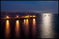 Pier and yachts with moon reflection. Capitola, California, USA ( color)