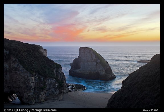 Offshore rock at sunset, Davenport. California, USA