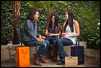 Women with shopping bags, Stanford Shopping Center. Stanford University, California, USA (color)