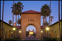 Gates at dusk, Main Quad. Stanford University, California, USA (color)