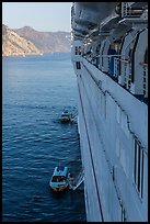 View from cruise ship anchored off island coast, Catalina. California, USA (color)