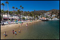 Children in water, Avalon beach, Catalina Island. California, USA (color)