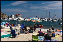 Beach and harbor, Avalon, Catalina Island. California, USA (color)