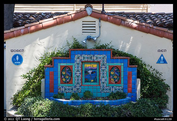 Public restroom, Avalon Bay, Catalina Island. California, USA