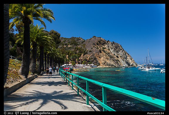 Waterfront promenenade, Avalon Bay, Catalina. California, USA (color)