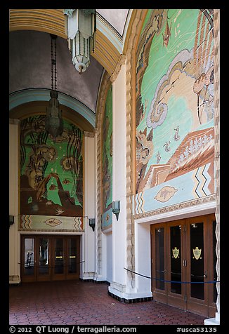 Casino lobby with large frescoes, Catalina Island. California, USA (color)