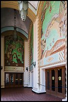 Casino lobby with large frescoes, Catalina Island. California, USA (color)