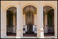 Catalina Casino entrance in Art Deco and Mediterranean Revival, Avalon, Catalina. California, USA ( color)