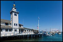 Yacht club tower and harbor, Avalon, Santa Catalina Island. California, USA (color)