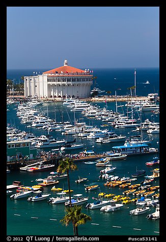 Catalina Casino and harbor, Avalon Bay, Santa Catalina Island. California, USA (color)