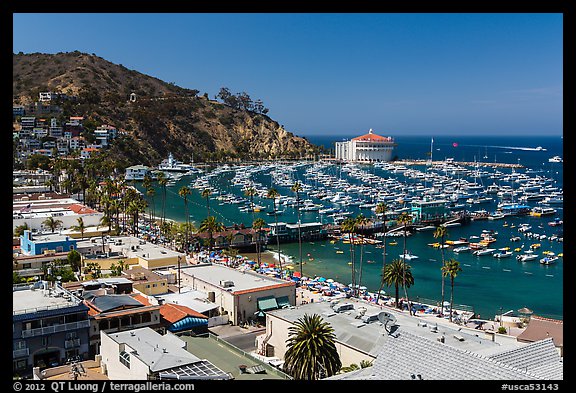 Avalon Bay from above, Avalon Bay, Catalina Island. California, USA