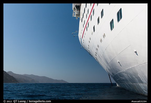 Cruise seen from waterline, Catalina Island. California, USA