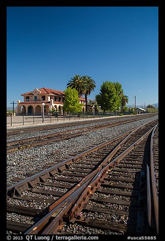 Railroad tracks and siding of Kelso. Mojave National Preserve, California, USA (color)