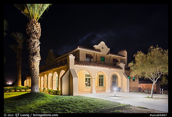 Kelso Depot at night. Mojave National Preserve, California, USA (color)